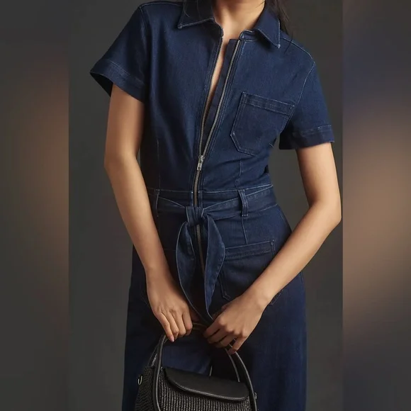 Anthropologie NWT THE COLETTE WEEKEND DENIM JUMPSUIT BY MAEVE - 0 - Picture 2 of 9